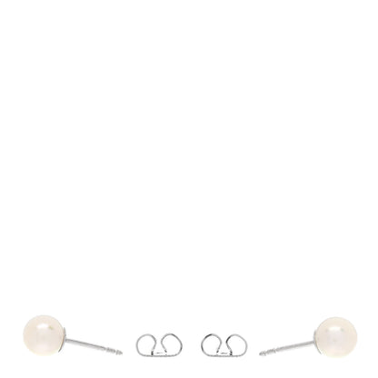 Tiffany 18K White Gold Akoya Cultured Pearl 6-6.5mm Signature Earrings 3 of 4