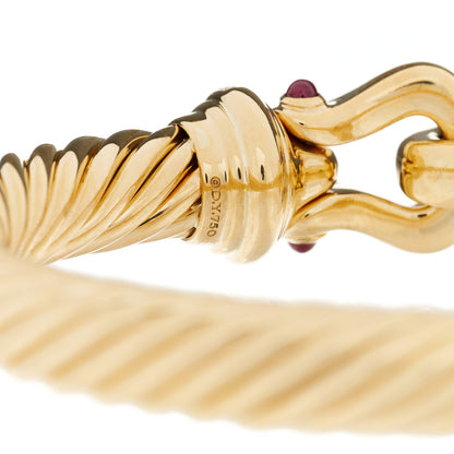 David Yurman 18K Yellow Gold Diamond Ruby 9mm Cable Buckle Bracelet 4 of 6