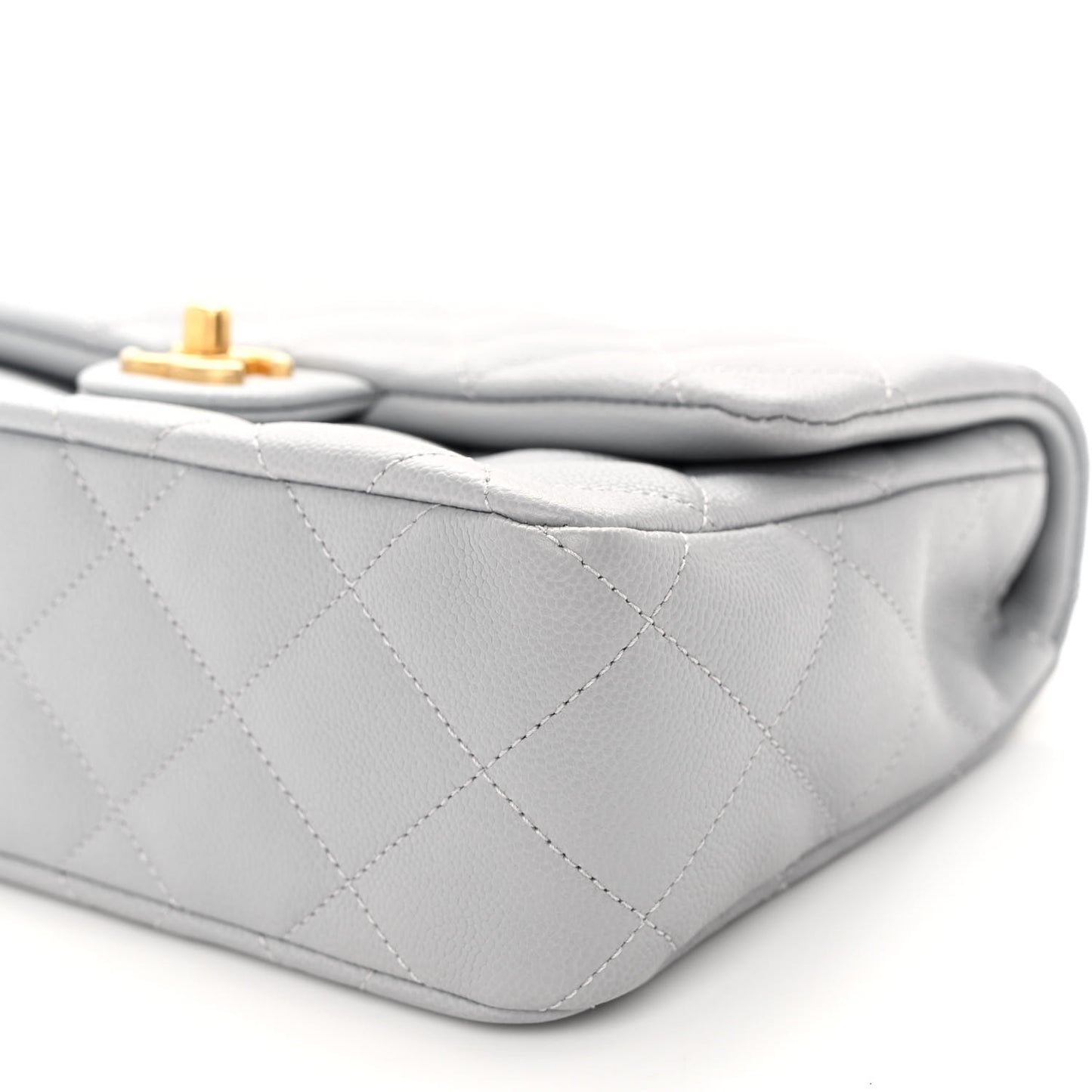 Caviar Quilted Sweetheart Flap Grey