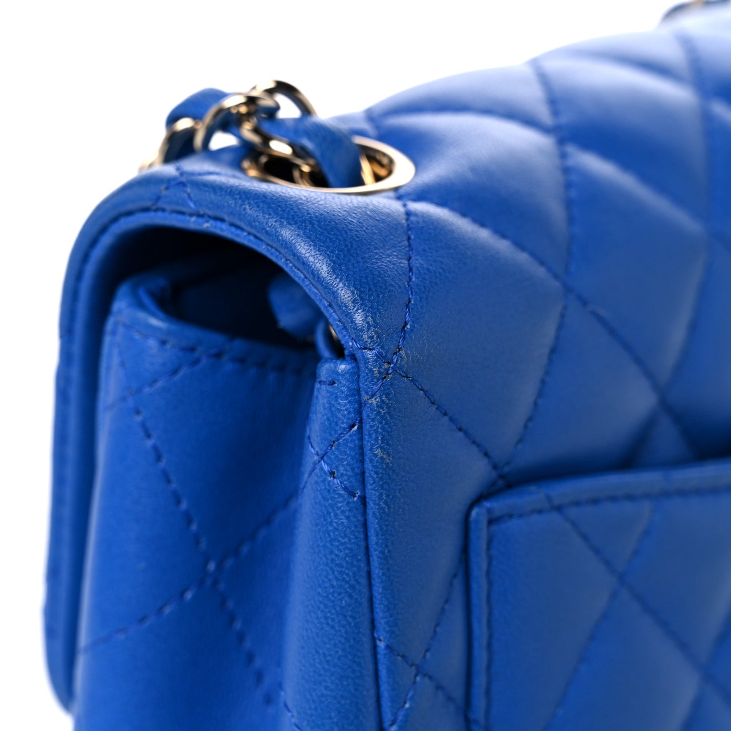 Lambskin Quilted Mini Square Flap Blue