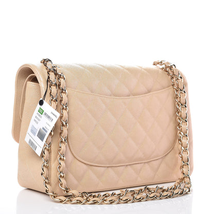 Chanel Iridescent Caviar Quilted Jumbo Double Flap Beige 3 of 8