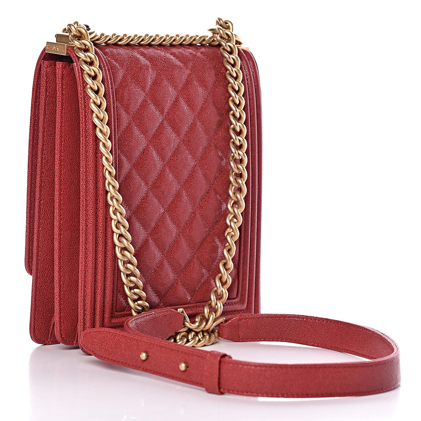 Caviar Quilted North South Boy Flap Red