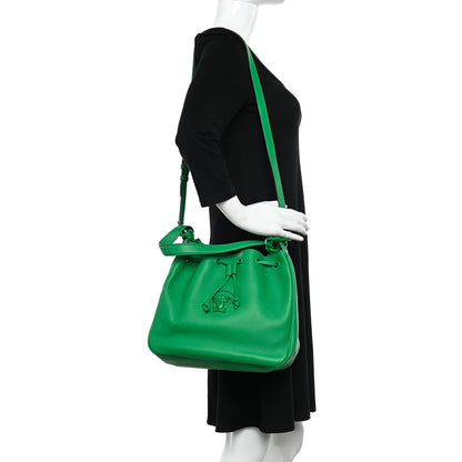 Versace Grained Calfskin La Medusa Bucket Bag Green 2 of 10