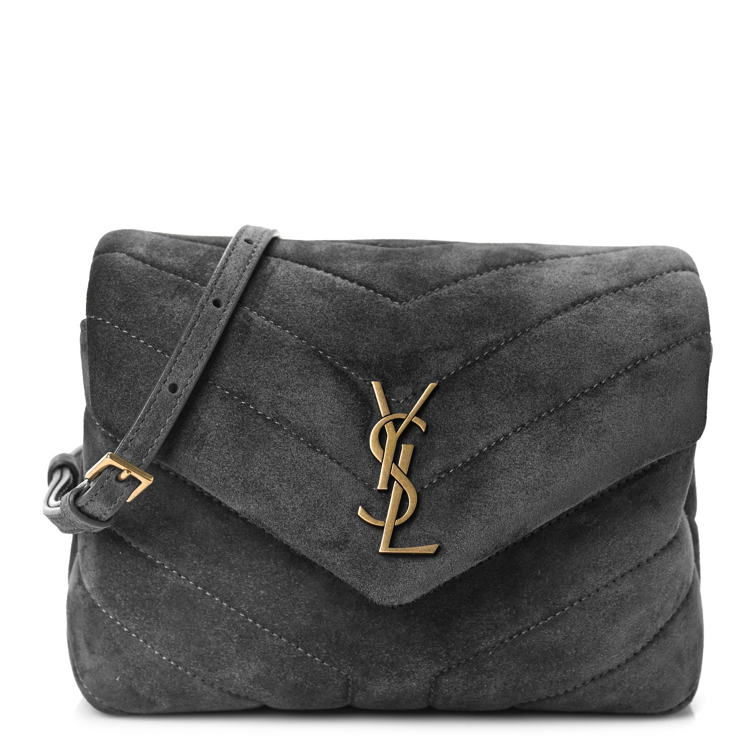 Saint Laurent Suede Toy Loulou Shoulder Bag Storm 1 of 8
