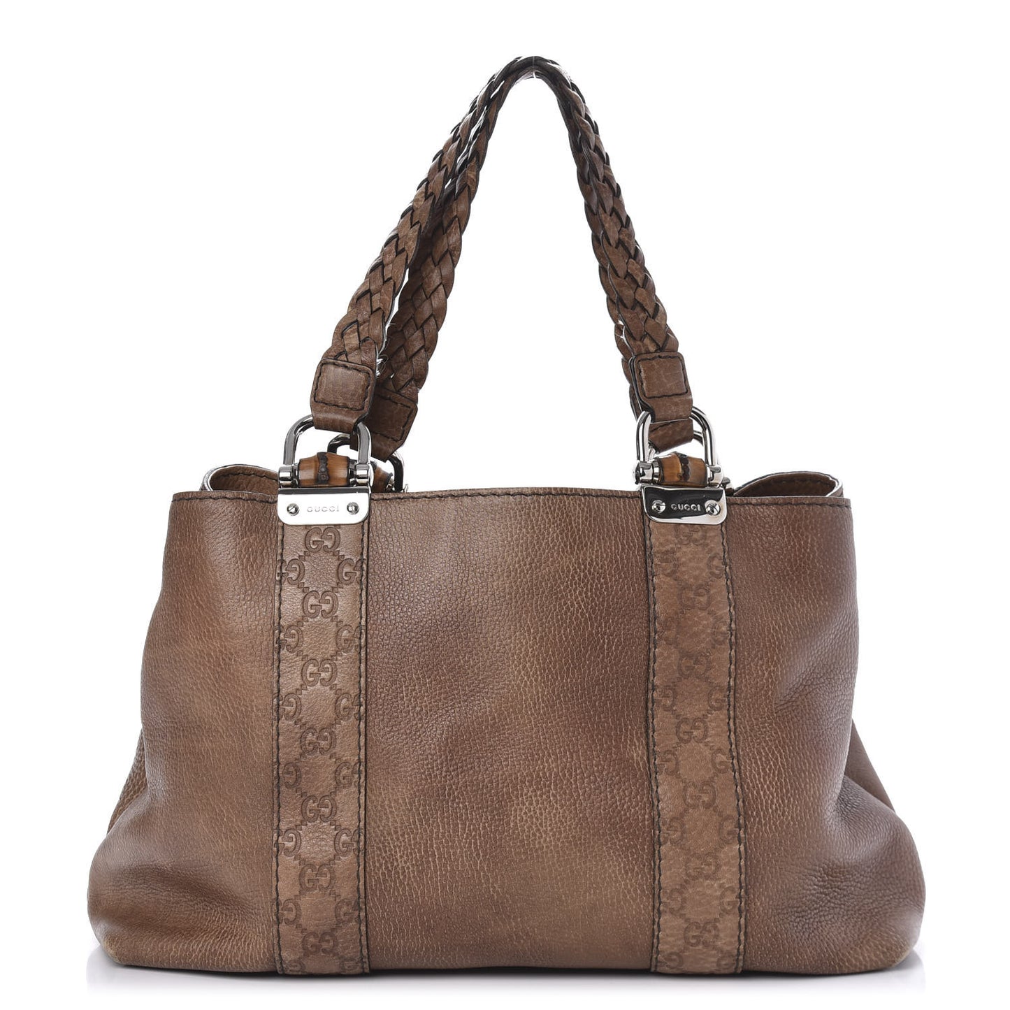 Calfskin Medium Bamboo Bar Tote Bag Brown