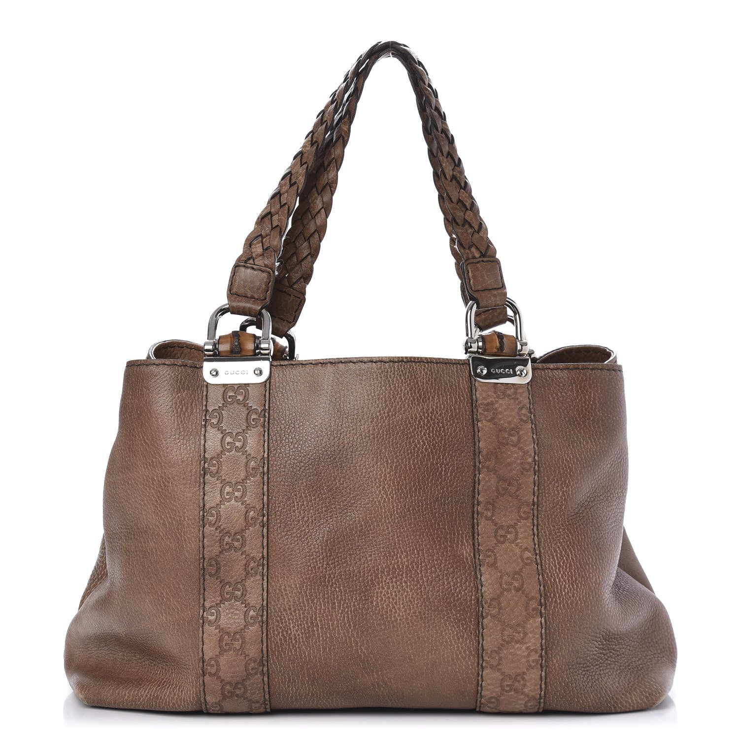 Gucci Calfskin Medium Bamboo Bar Tote Bag Brown 1 of 13