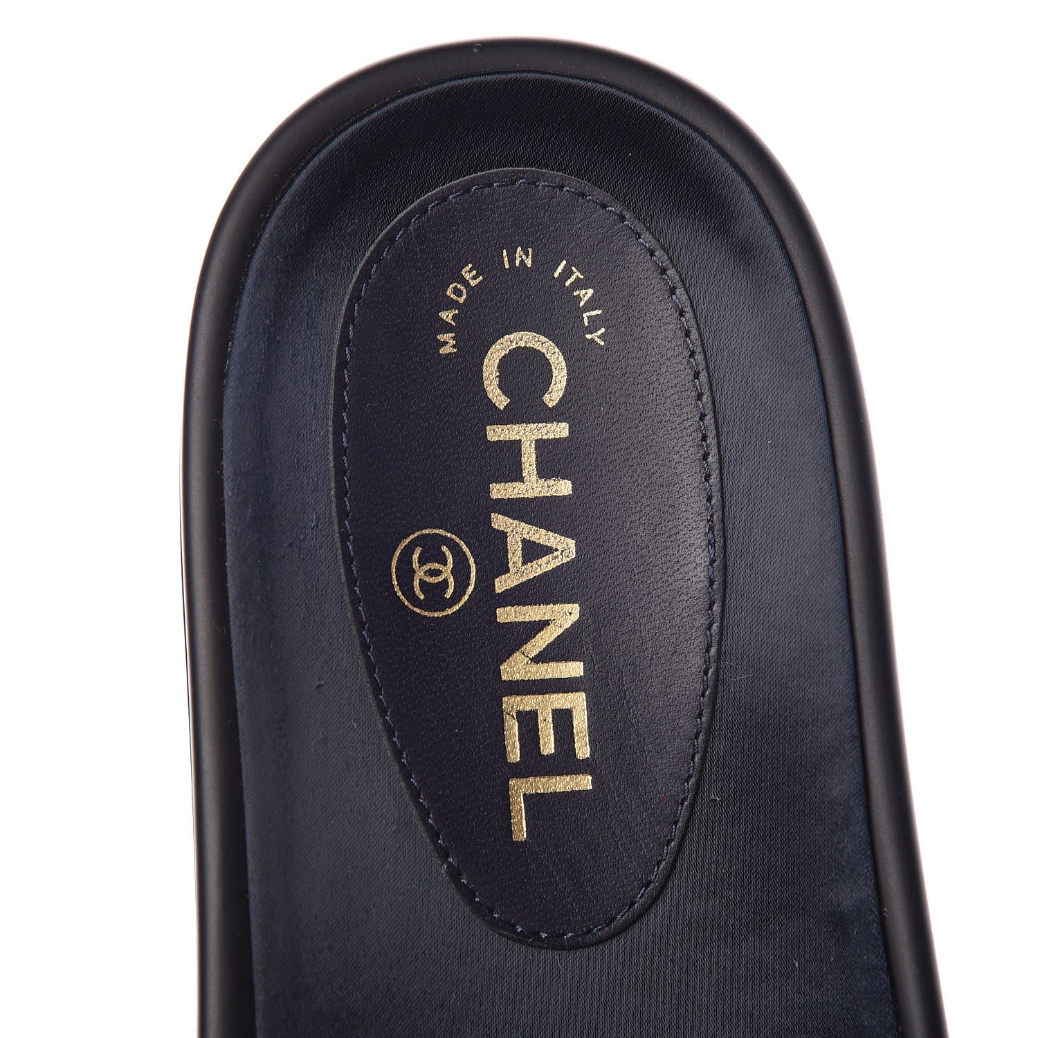 Chanel Satin Canvas Chain Flat Sandals 41 Marine 6 of 12