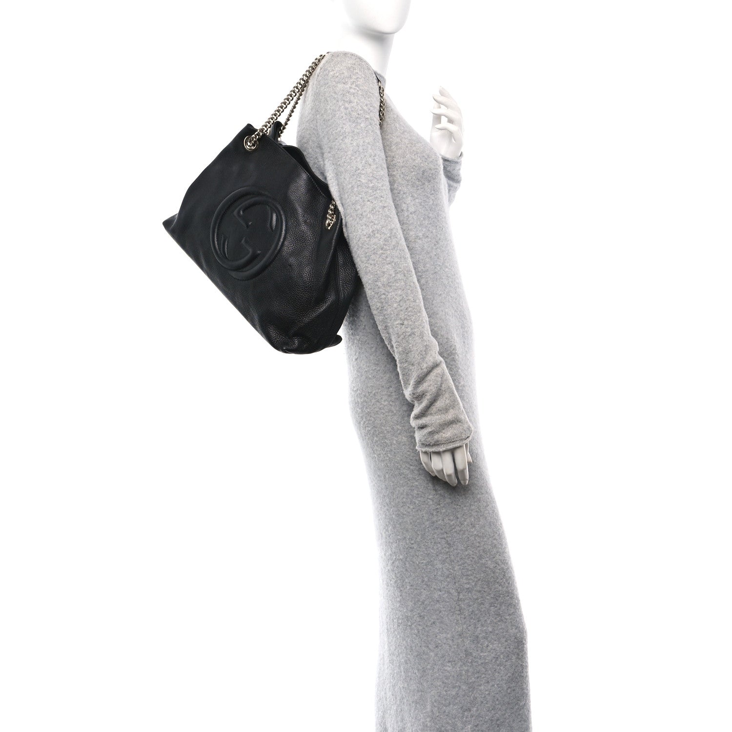 Gucci Pebbled Calfskin Medium Soho Chain Shoulder Bag Black 2 of 10