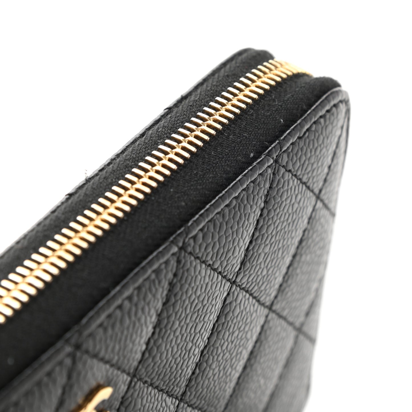 Caviar Quilted Large Gusset Zip Around Wallet Black