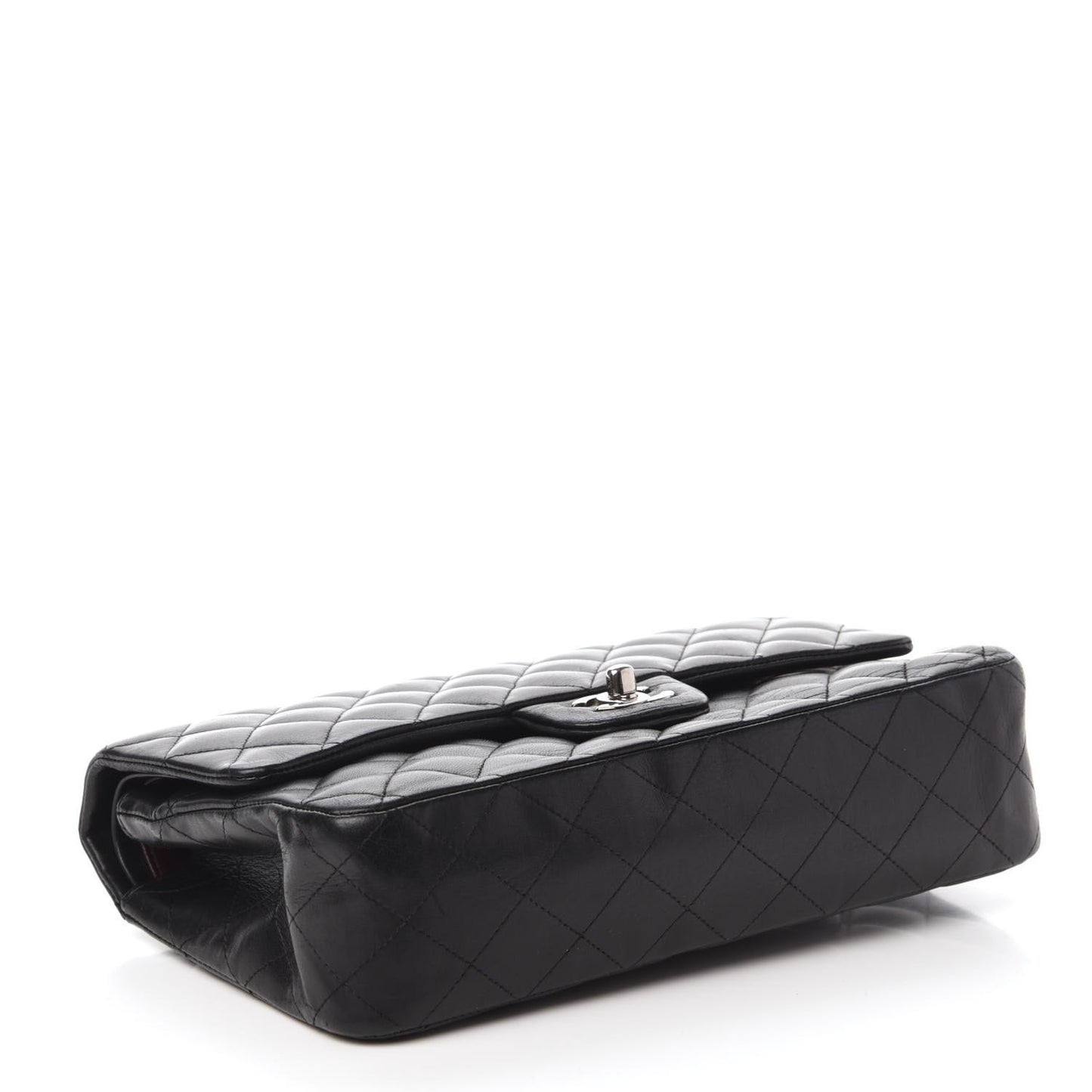 Lambskin Quilted Medium Double Flap Black