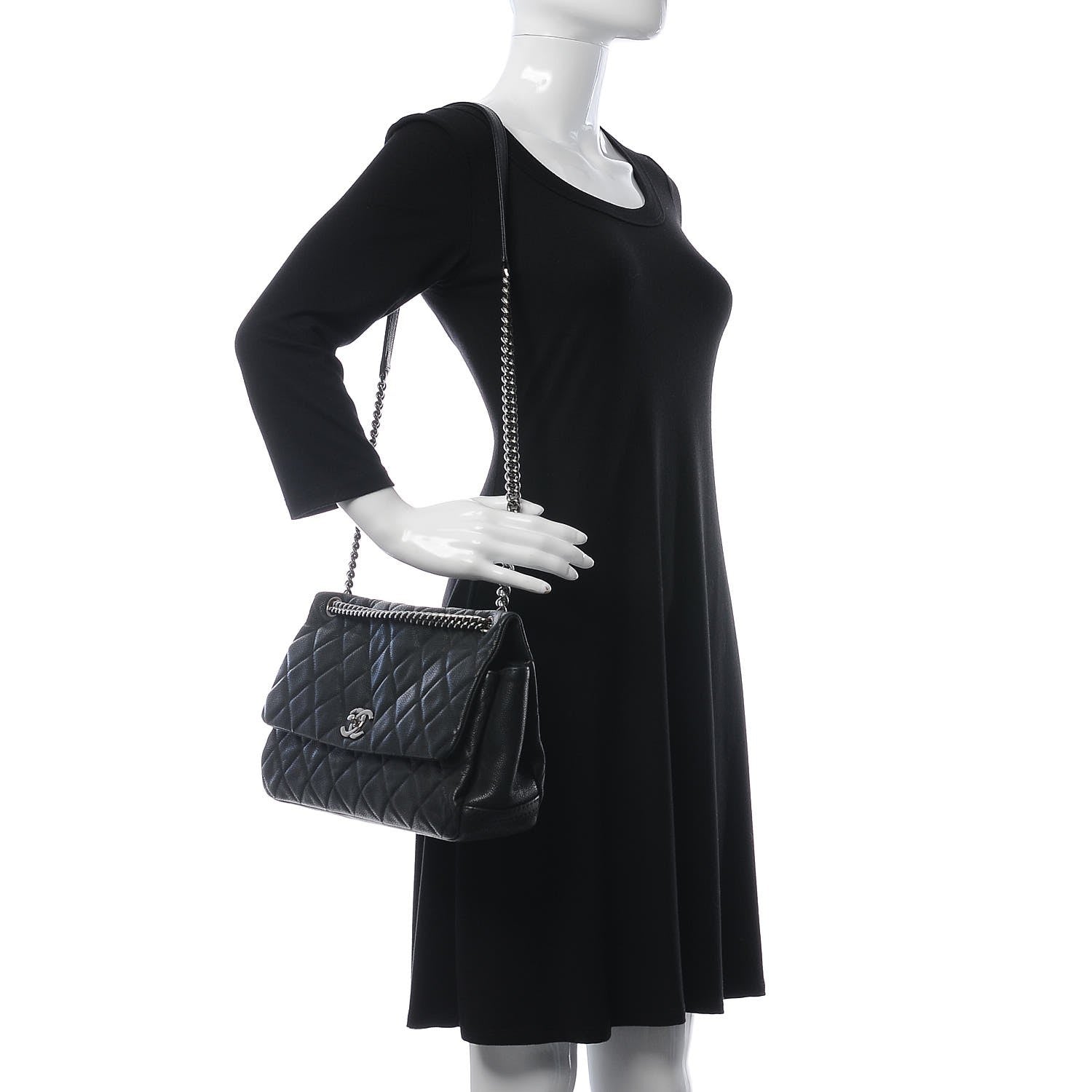 Chanel Iridescent Caviar Quilted Medium Lady Pearly Flap Black 2 of 16