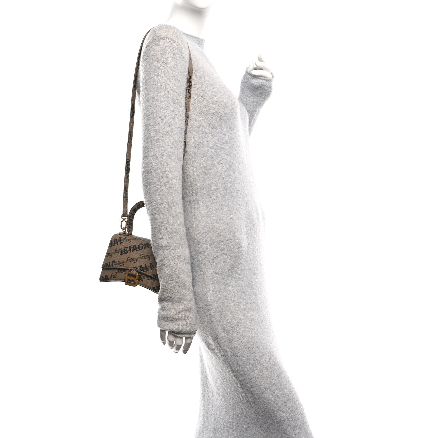 Balenciaga Coated Canvas BB Monogram Logo Print XS Hourglass Top Handle Bag Beige Brown Black 2 of 10
