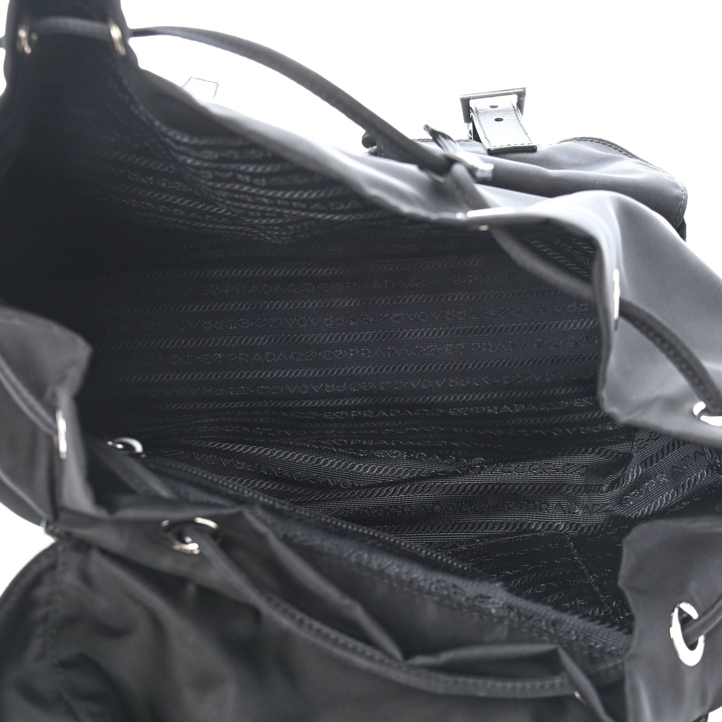 Tessuto Nylon Saffiano Medium Backpack Black