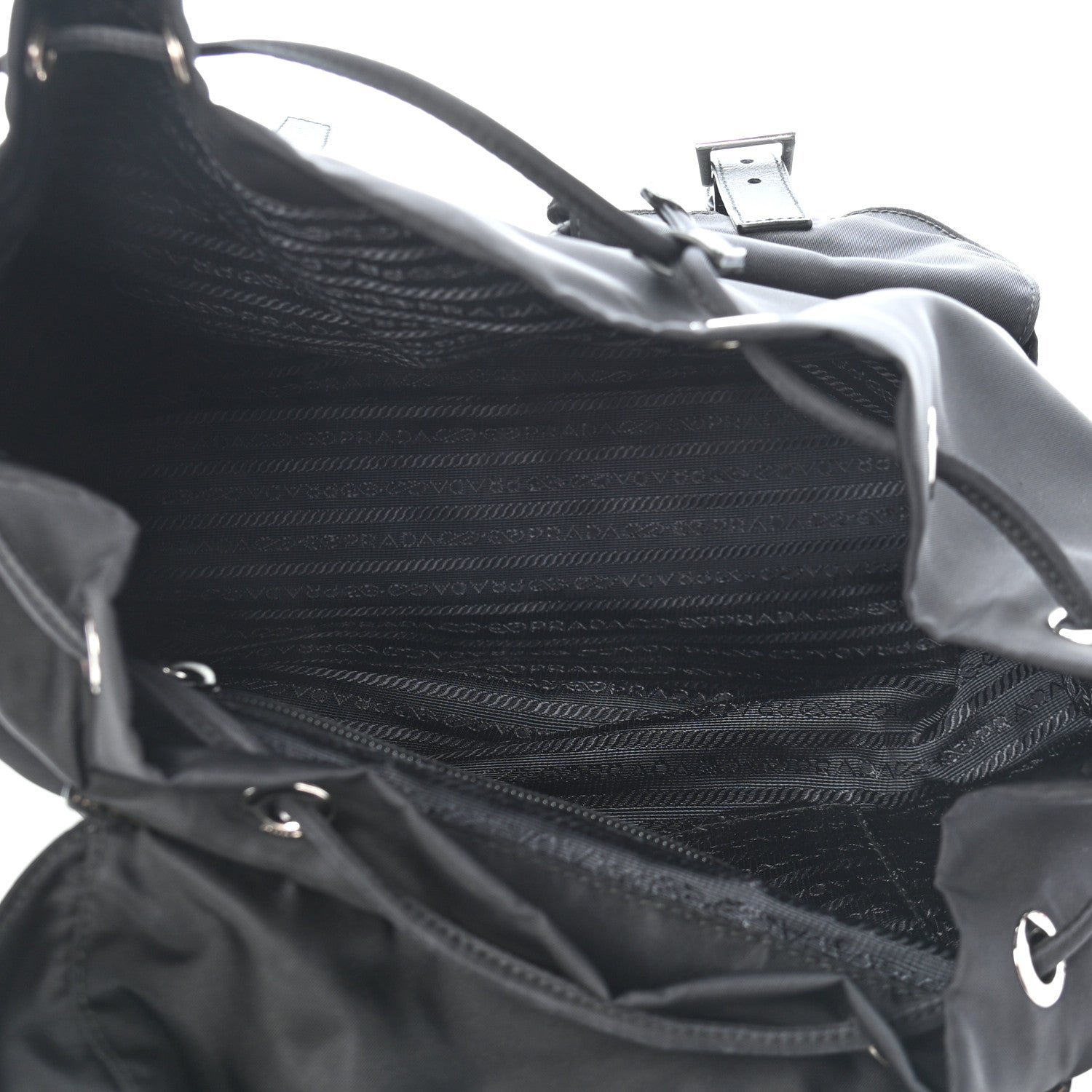 Prada Tessuto Nylon Saffiano Medium Backpack Black 6 of 8