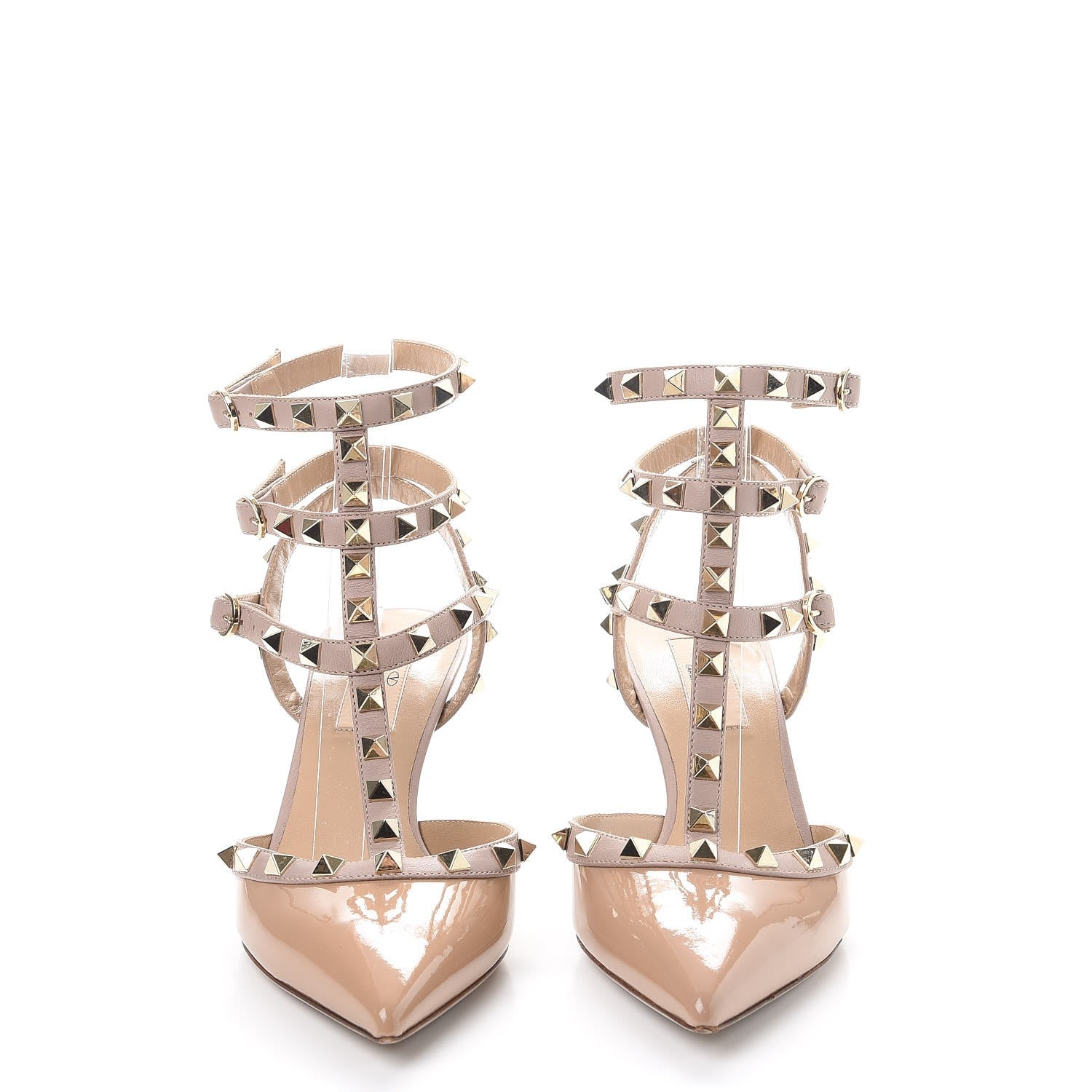 Valentino Garavani Patent Nappa Rockstud Ankle Strap 65mm Pumps 37.5 Soft Noisette Poudre 2 of 13