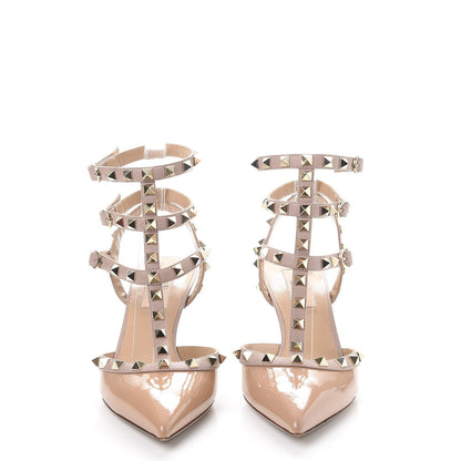 Valentino Garavani Patent Nappa Rockstud Ankle Strap 65mm Pumps 37.5 Soft Noisette Poudre 2 of 13
