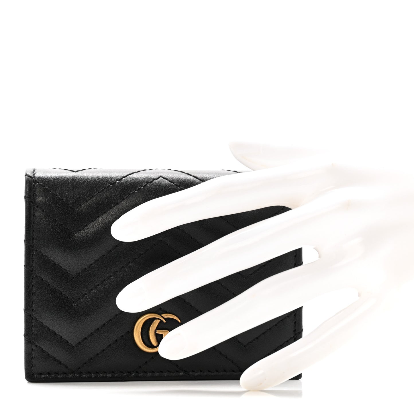 Calfskin Matelasse GG Marmont Card Case Wallet Black