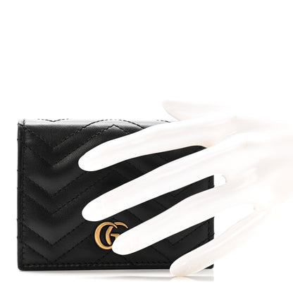 Gucci Calfskin Matelasse GG Marmont Card Case Wallet Black 2 of 10