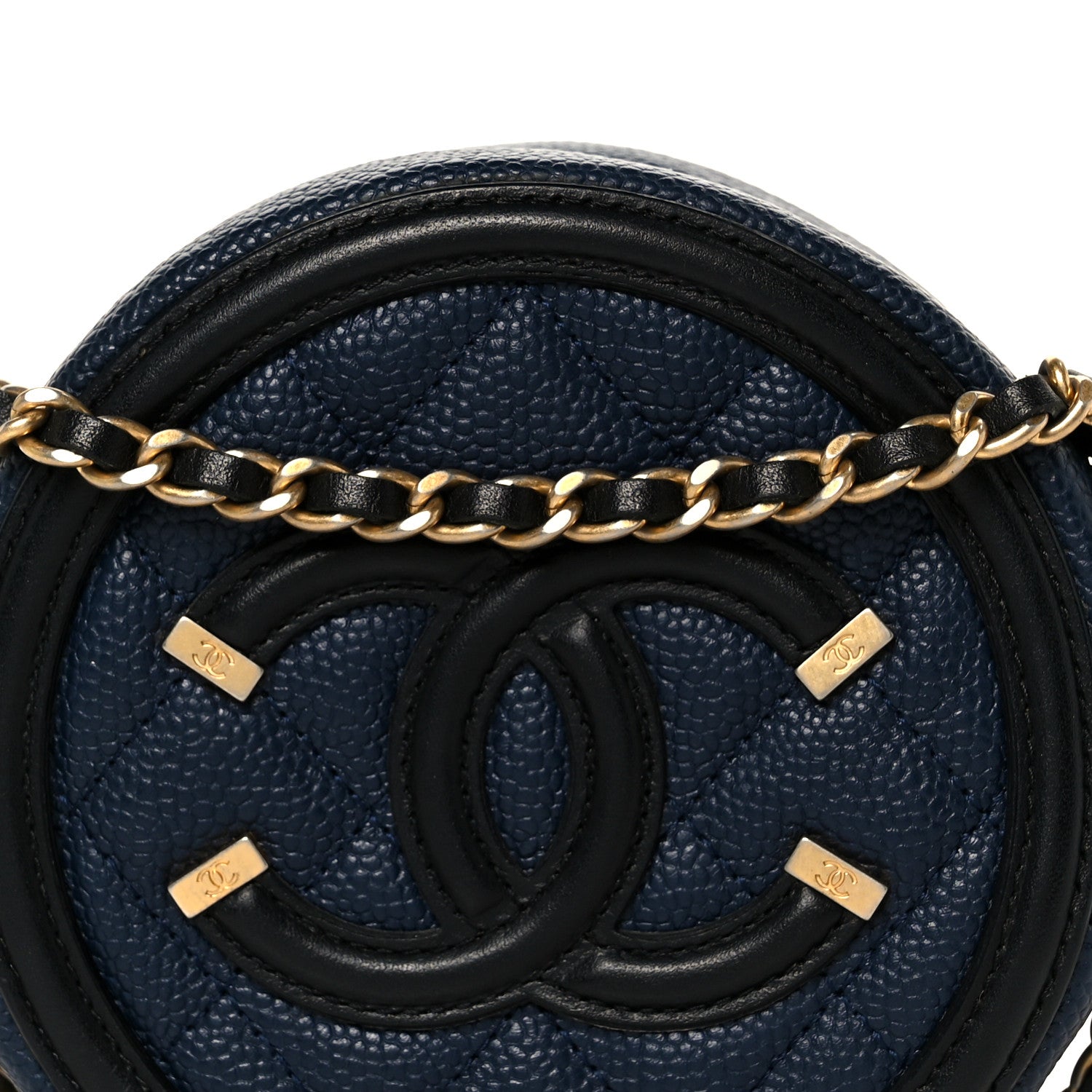 Chanel Caviar Quilted Round Filigree Crossbody Navy Black 8 of 11