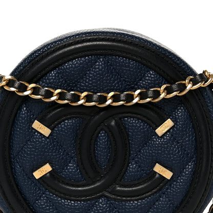 Chanel Caviar Quilted Round Filigree Crossbody Navy Black 8 of 11
