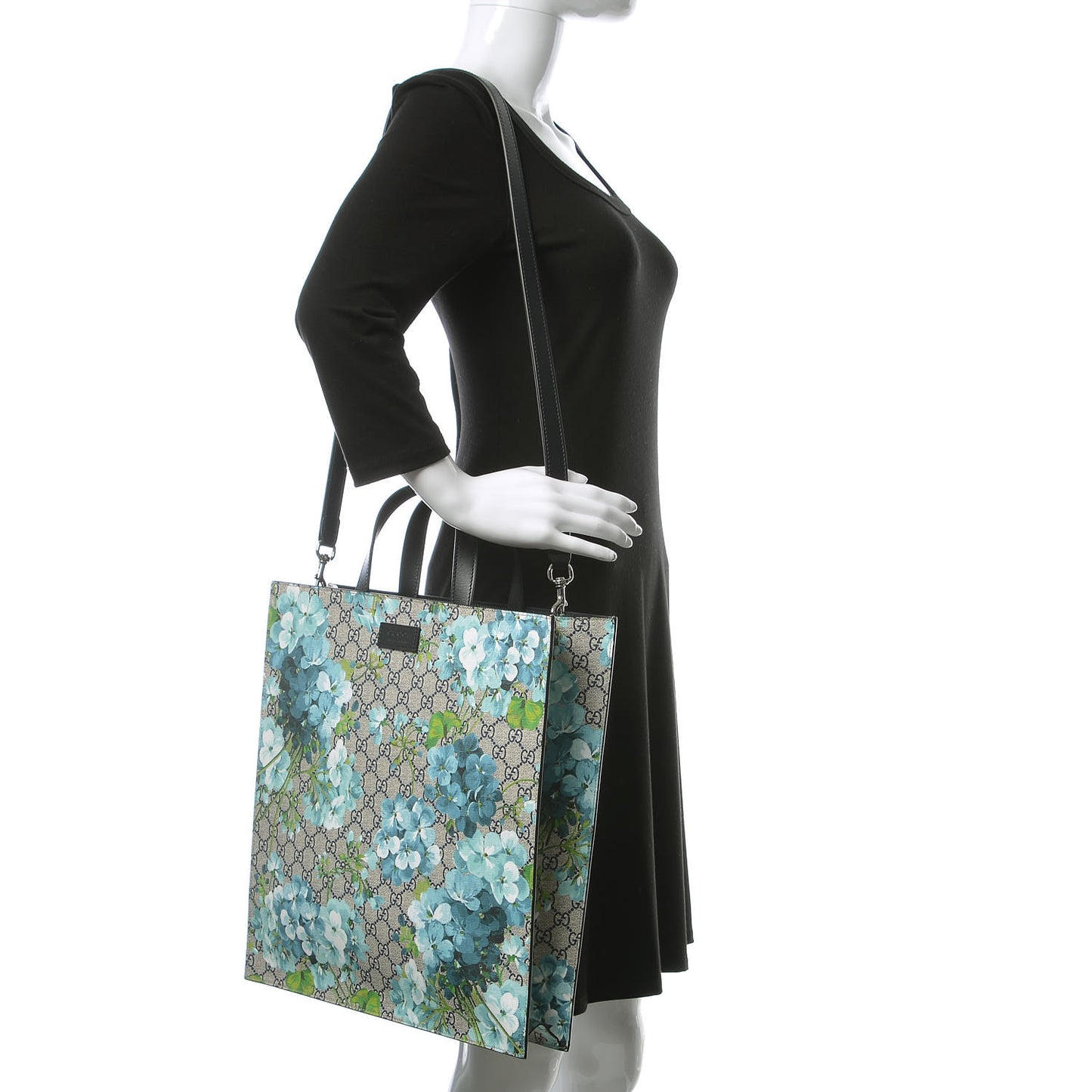 Soft GG Supreme Monogram Blooms Vertical Tote Blue