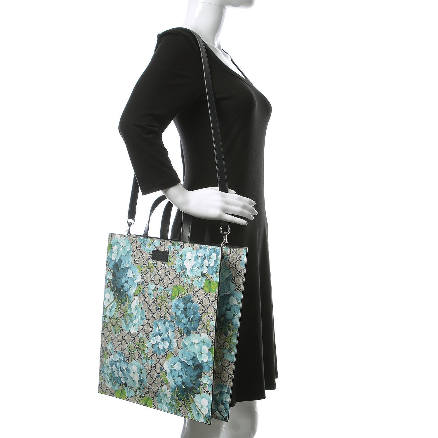 Gucci Soft GG Supreme Monogram Blooms Vertical Tote Blue 3 of 10