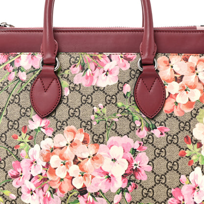 Gucci GG Supreme Monogram Blooms Small Zip Top Tote Beige Multicolor Dry Rose 9 of 11