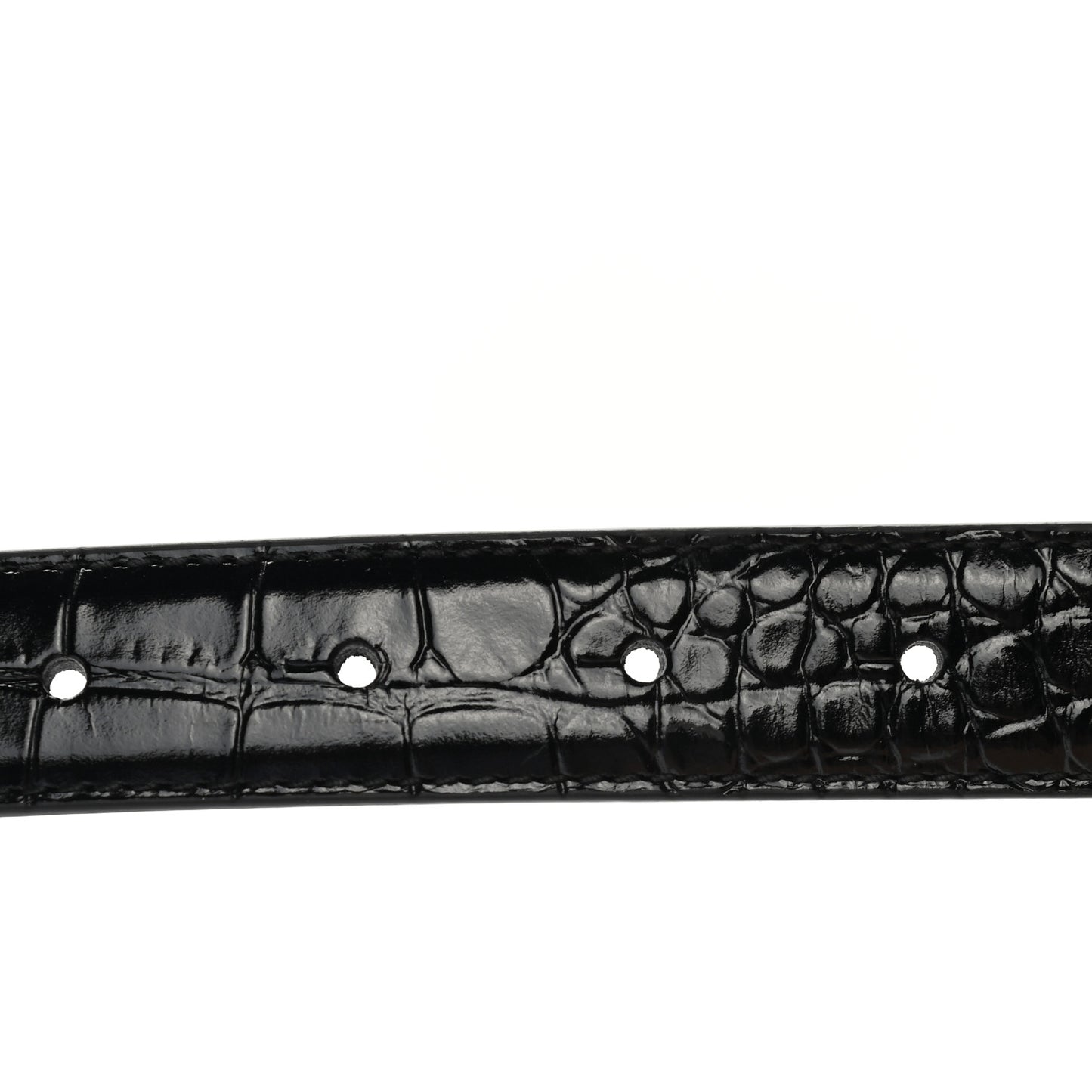 Shiny Calfskin Crocodile Embossed BB 25mm Thin Belt 80 32 Black