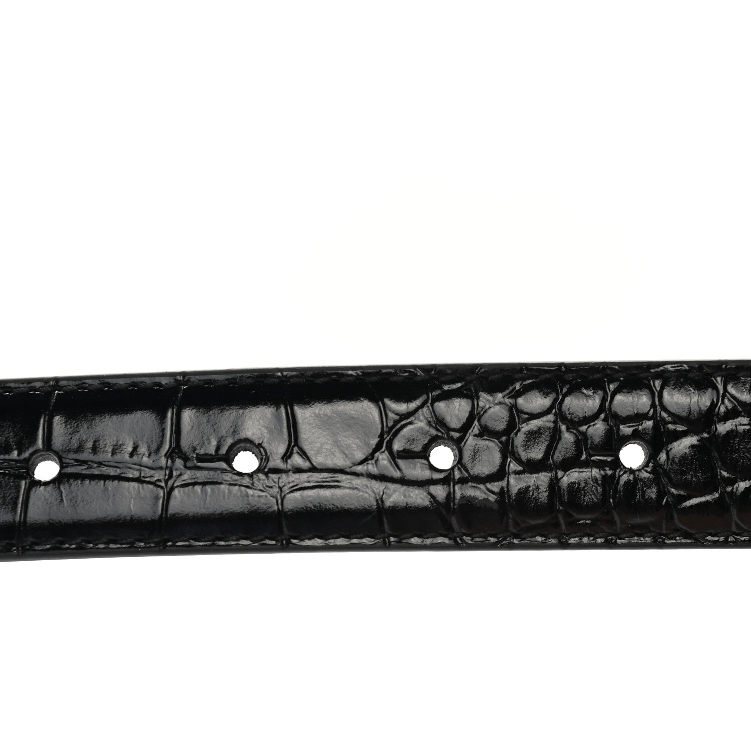 Balenciaga Shiny Calfskin Crocodile Embossed BB 25mm Thin Belt 80 32 Black 3 of 6