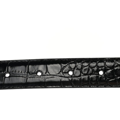 Balenciaga Shiny Calfskin Crocodile Embossed BB 25mm Thin Belt 80 32 Black 3 of 6
