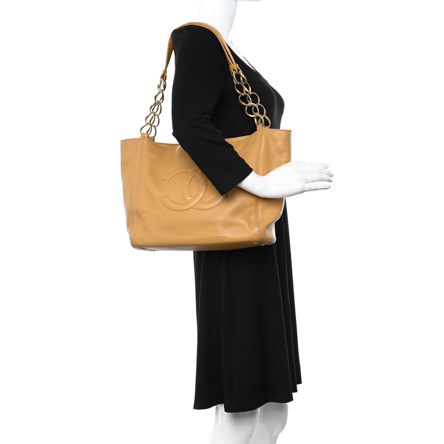Caviar CC Timeless Shopping Tote Beige