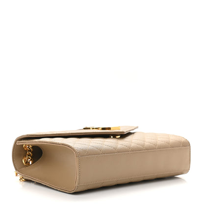 Saint Laurent Grain De Poudre Textured Mixed Matelasse Medium Triquilt Monogram Satchel Dark Latte 4 of 8