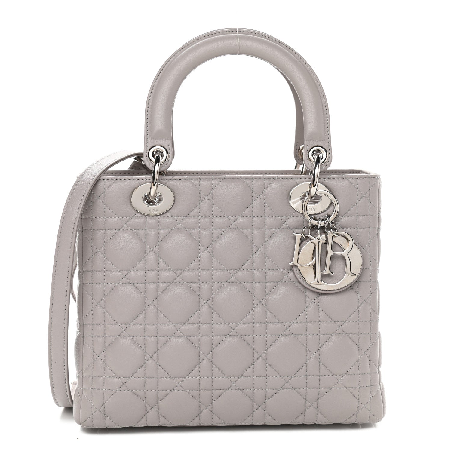 Christian Dior Lambskin Cannage Medium Lady Dior Grey 1 of 10