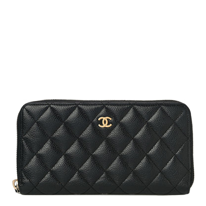 Chanel Caviar Quilted Large Gusset Zip Around Wallet Black 1 of 12