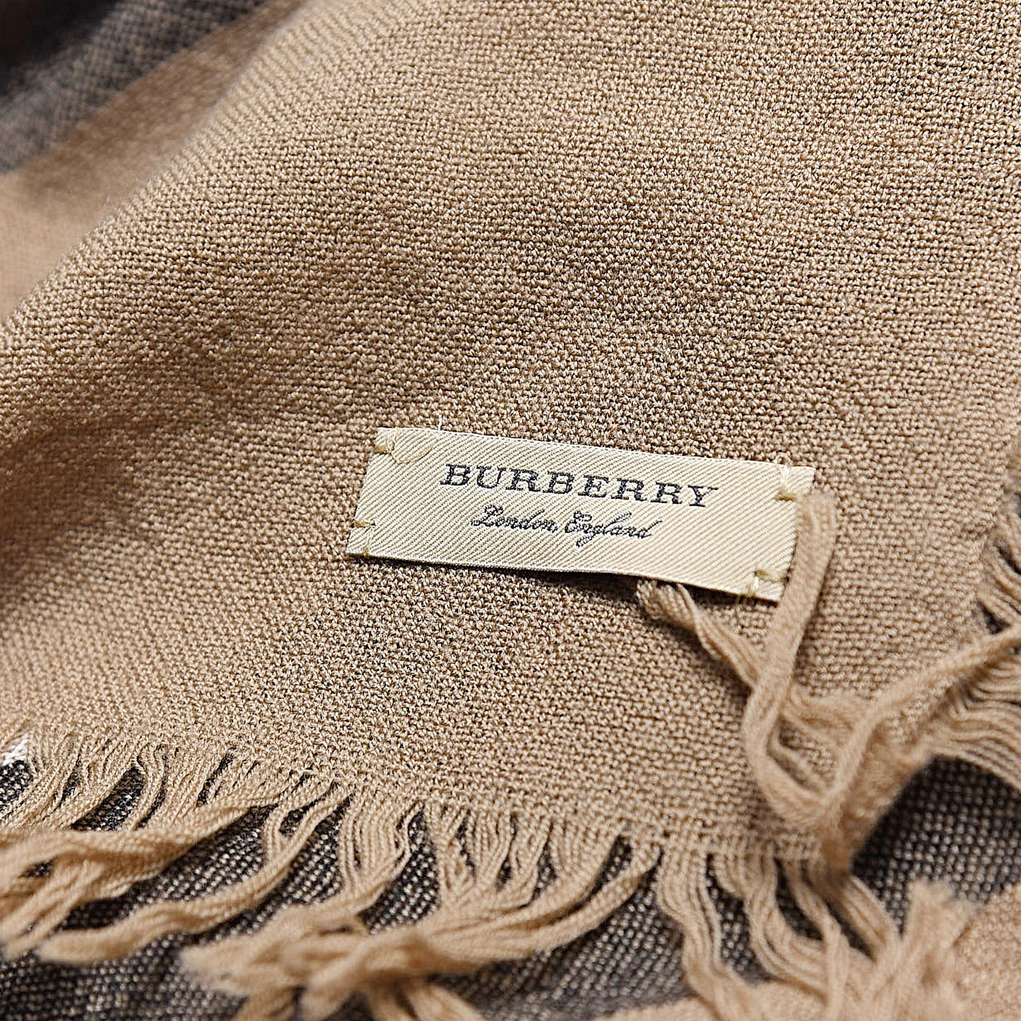 Merino Wool House Check Scarf Brown