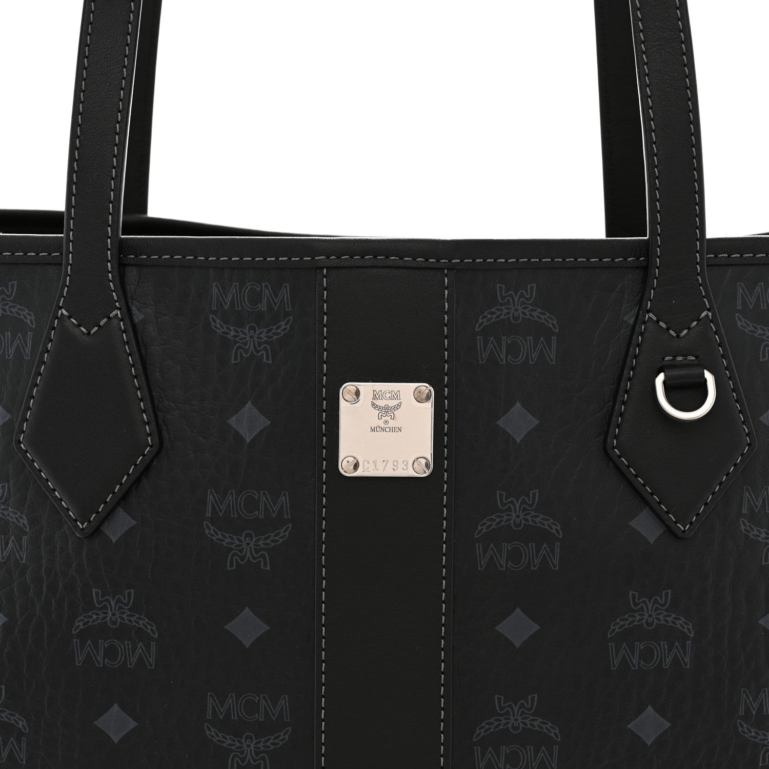 MCM Visetos Medium New Liz Shopper Tote Black 9 of 11