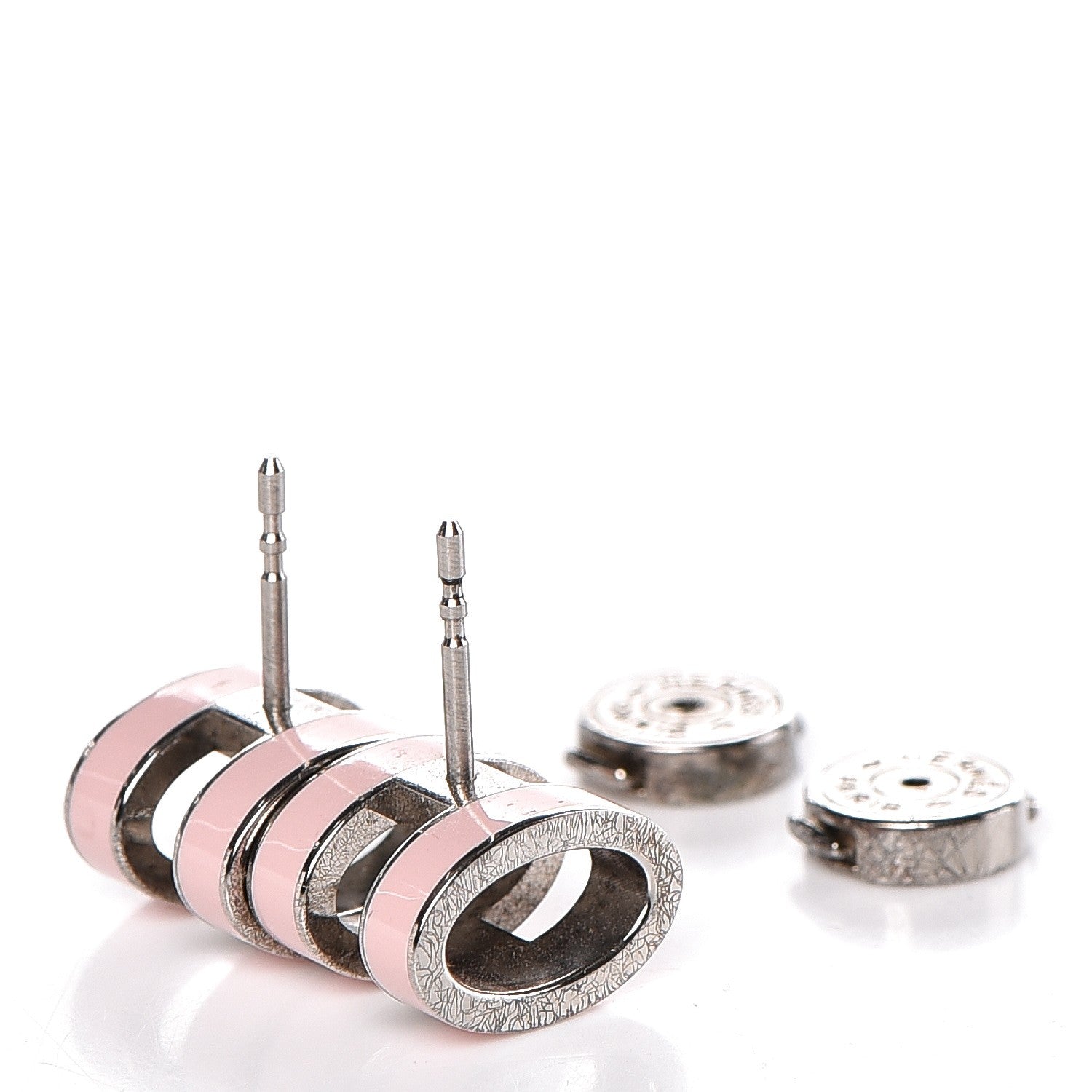Hermes Palladium Lacquered Pop H Earrings Sugar Pink 3 of 4