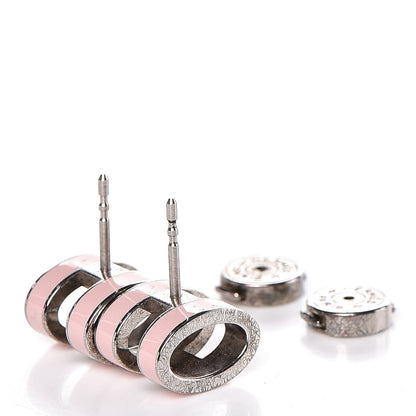 Hermes Palladium Lacquered Pop H Earrings Sugar Pink 3 of 4