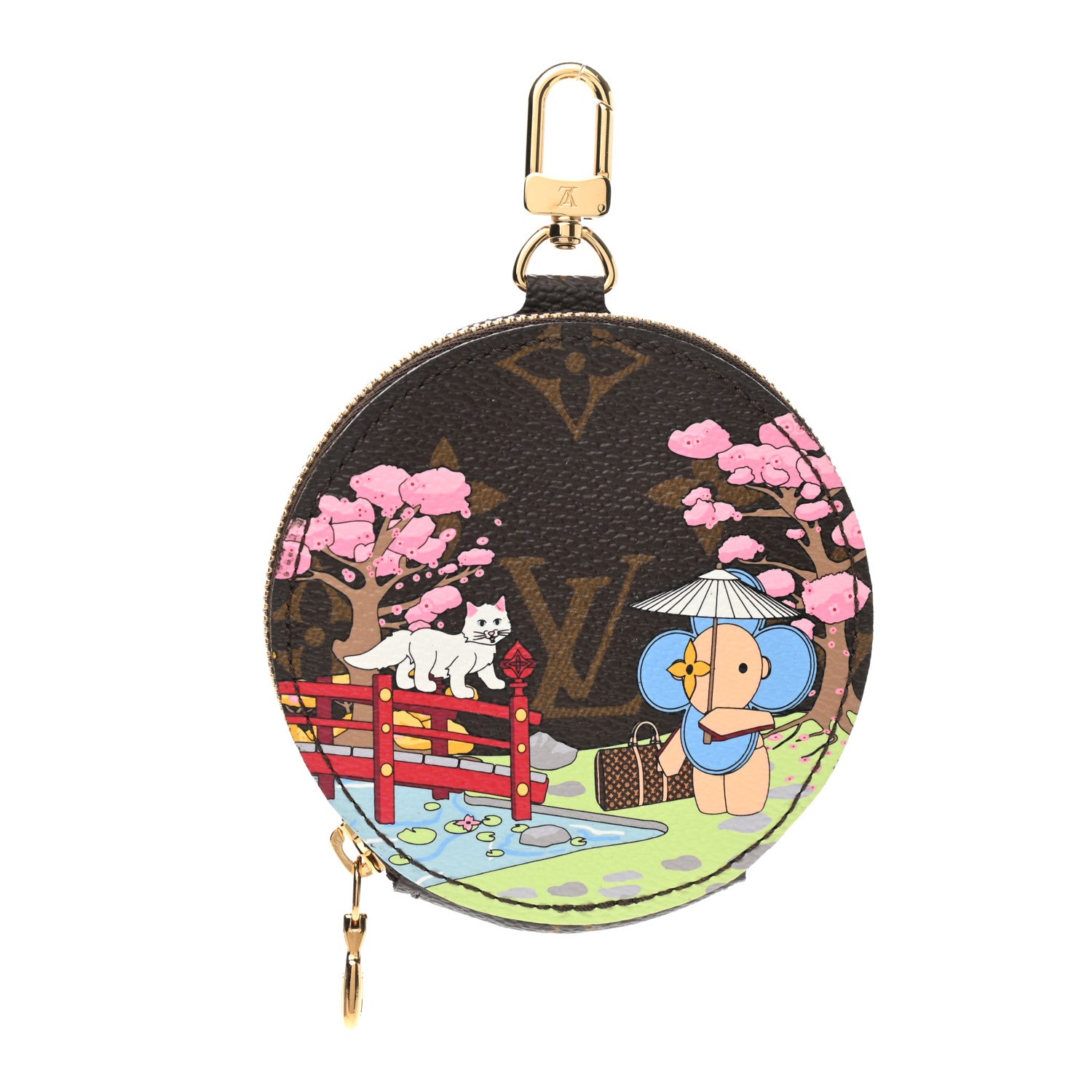 Louis Vuitton Monogram 2021 Christmas Animation Japanese Garden Round Coin Purse Wisteria Pink 1 of 7