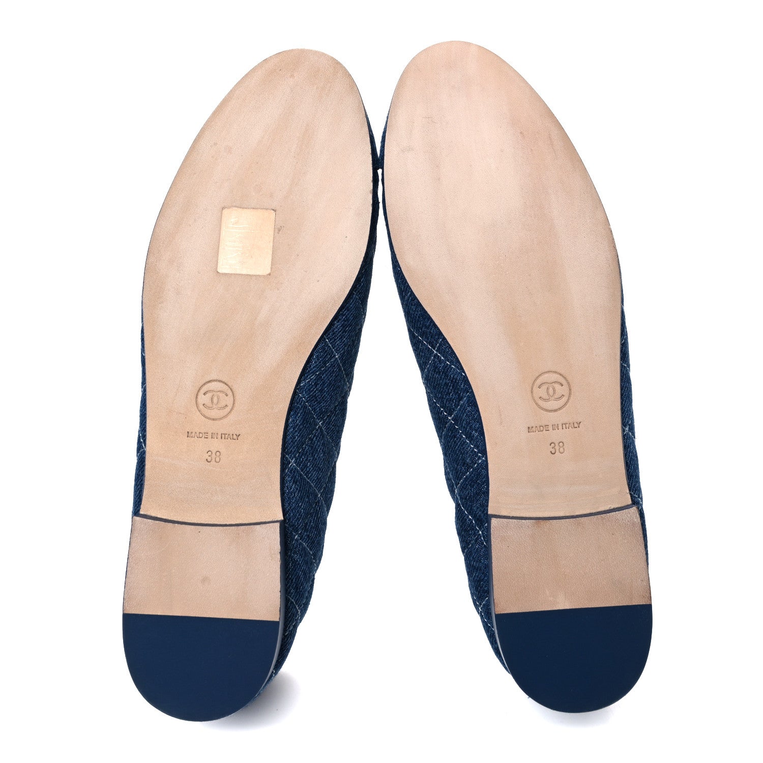 Chanel Washed Denim Quilted Cap Toe CC Ballerina Flats 38 Blue 7 of 12