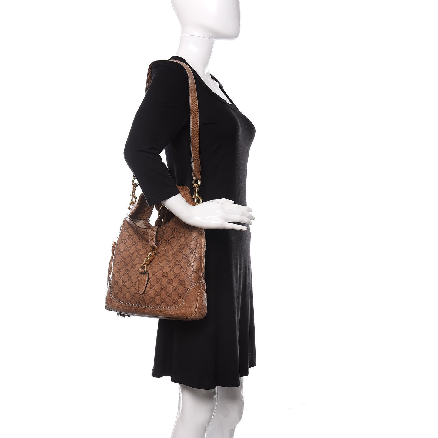 Guccissima Medium New Jackie Shoulder Bag Natural Brown