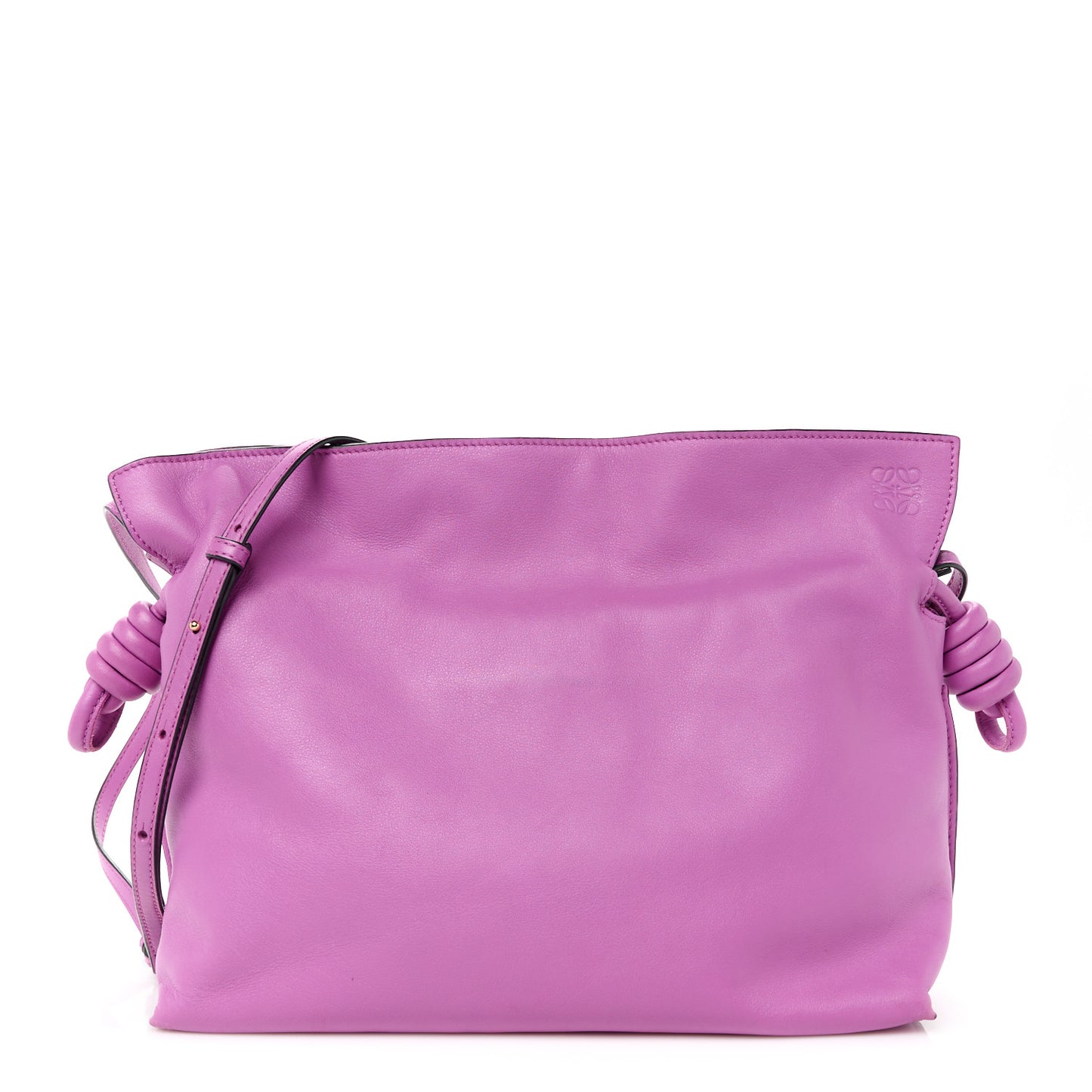 Calfskin Flamenco Knot Clutch Purple
