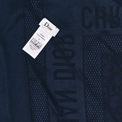 Christian Dior Wool Silk Oblique Shawl Blue 2 of 3