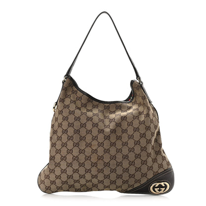 Gucci Monogram Medium New Britt Hobo Dark Brown 1 of 10