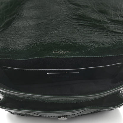 Saint Laurent Crinkled Calfskin Matelasse Monogram Baby Niki Chain Satchel Dark Green 5 of 11