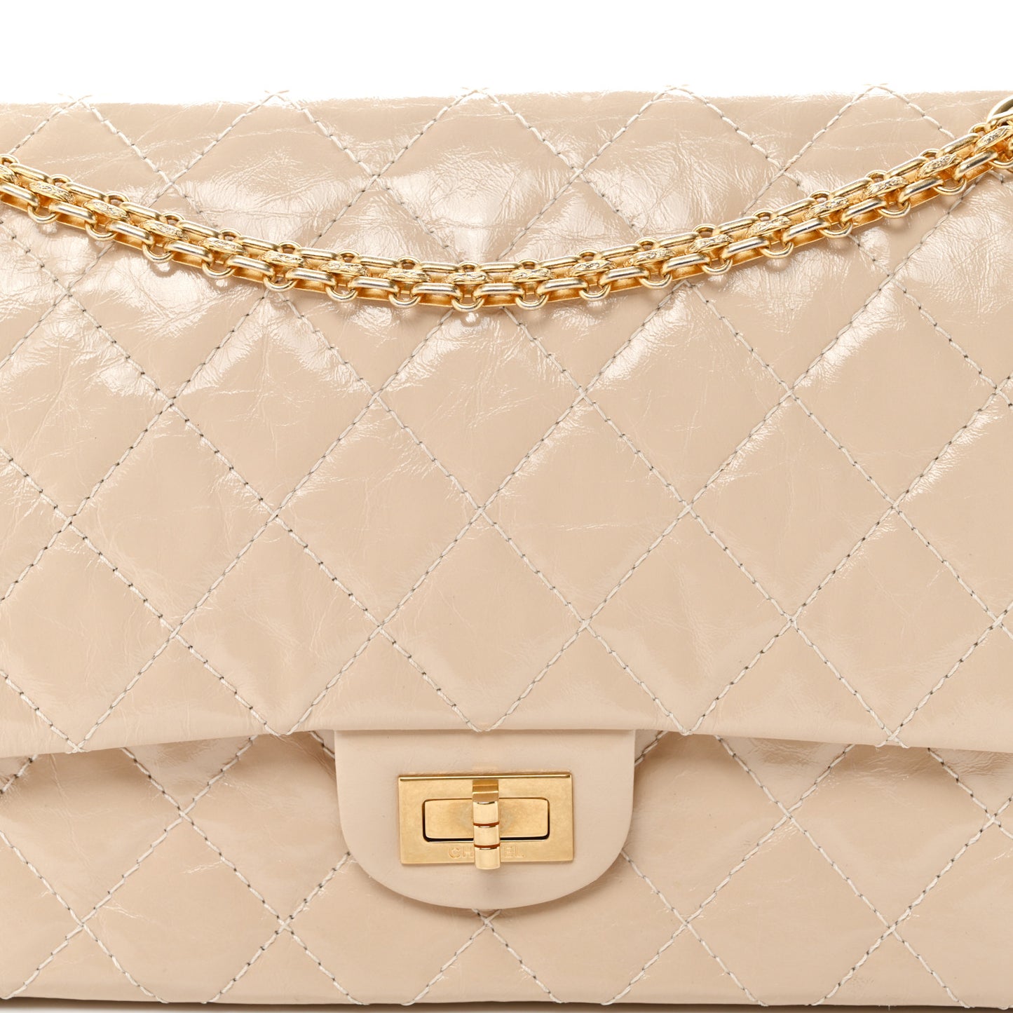 Glazed Calfskin Quilted 2.55 Reissue 226 Flap Light Beige