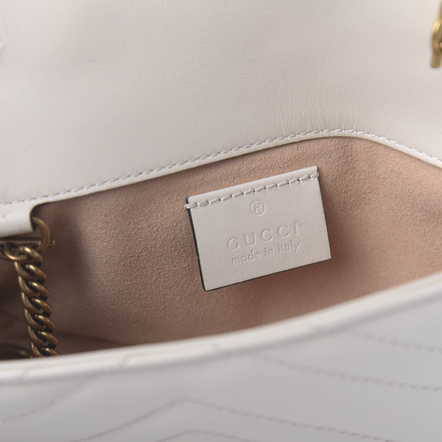Gucci Calfskin Matelasse Super Mini GG Marmont Shoulder Bag White 8 of 11