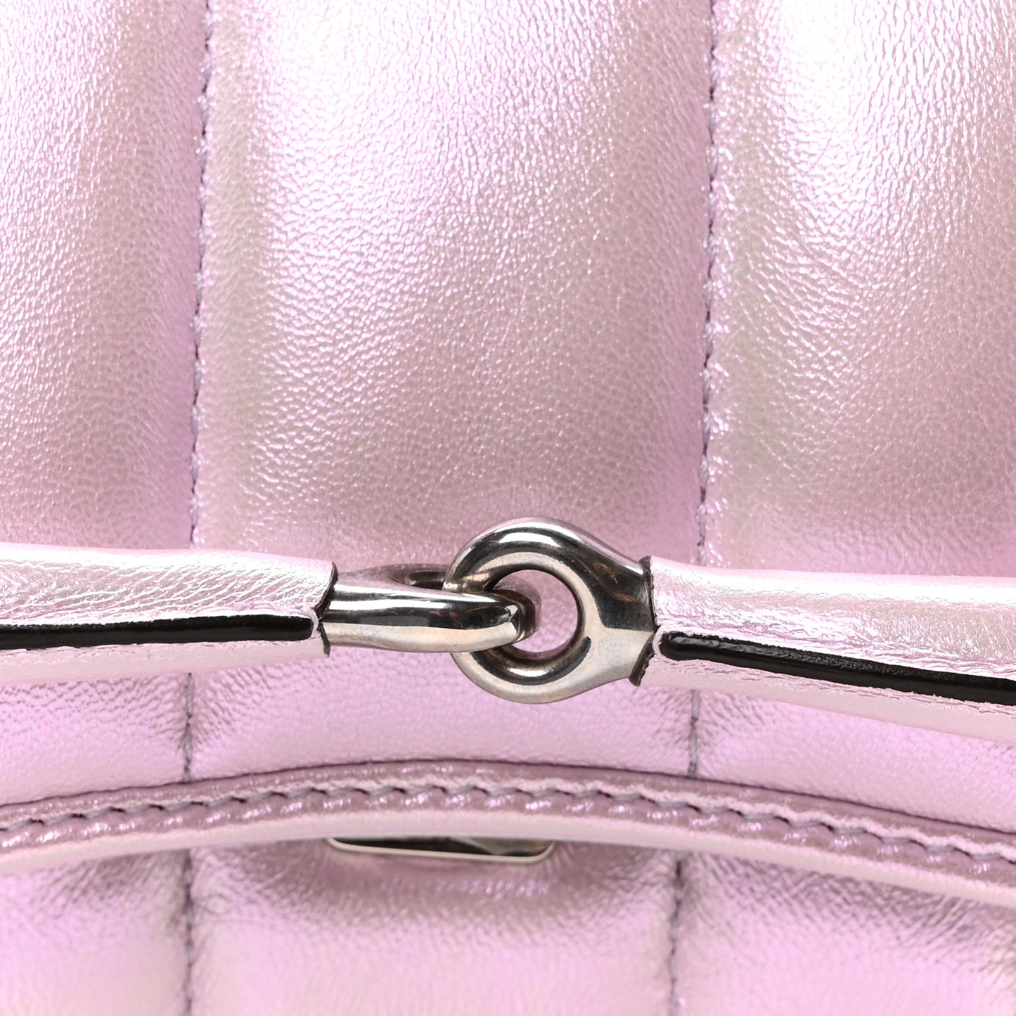 Iridescent Nappa Vertical Matelasse Small Maxi Horsebit Chain Shoulder Bag Escape Pink