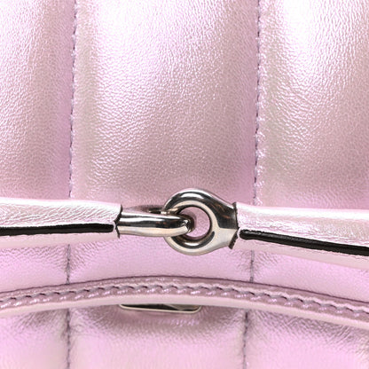 Gucci Iridescent Nappa Vertical Matelasse Small Maxi Horsebit Chain Shoulder Bag Escape Pink 8 of 10