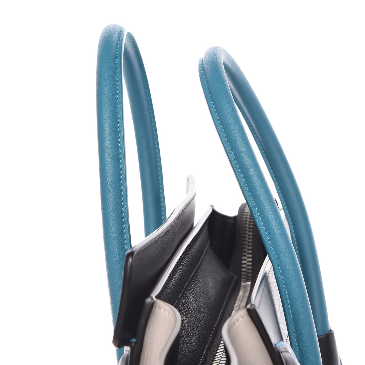 Smooth Calfskin Micro Tri-Color Luggage Turquoise